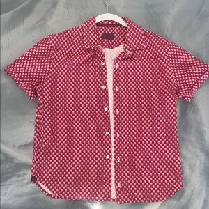 Isaia Red Patterned Casual Button Down Shirt